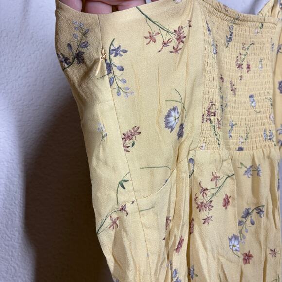 Wilfred 0 Mini Shift Dress Spring Medley Yellow Floral Tie Front Milk Maid - Picture 6 of 10